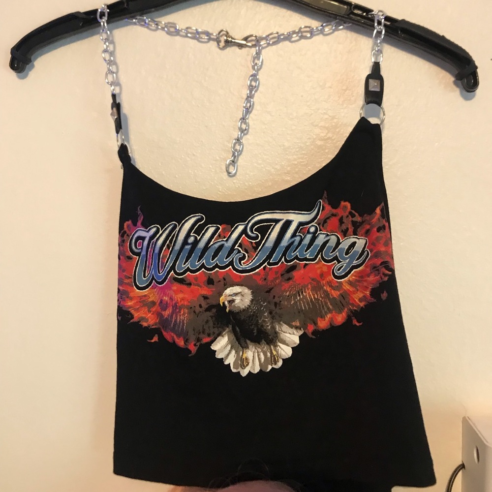 CURRENT MOOD size medium chain halter top crop top